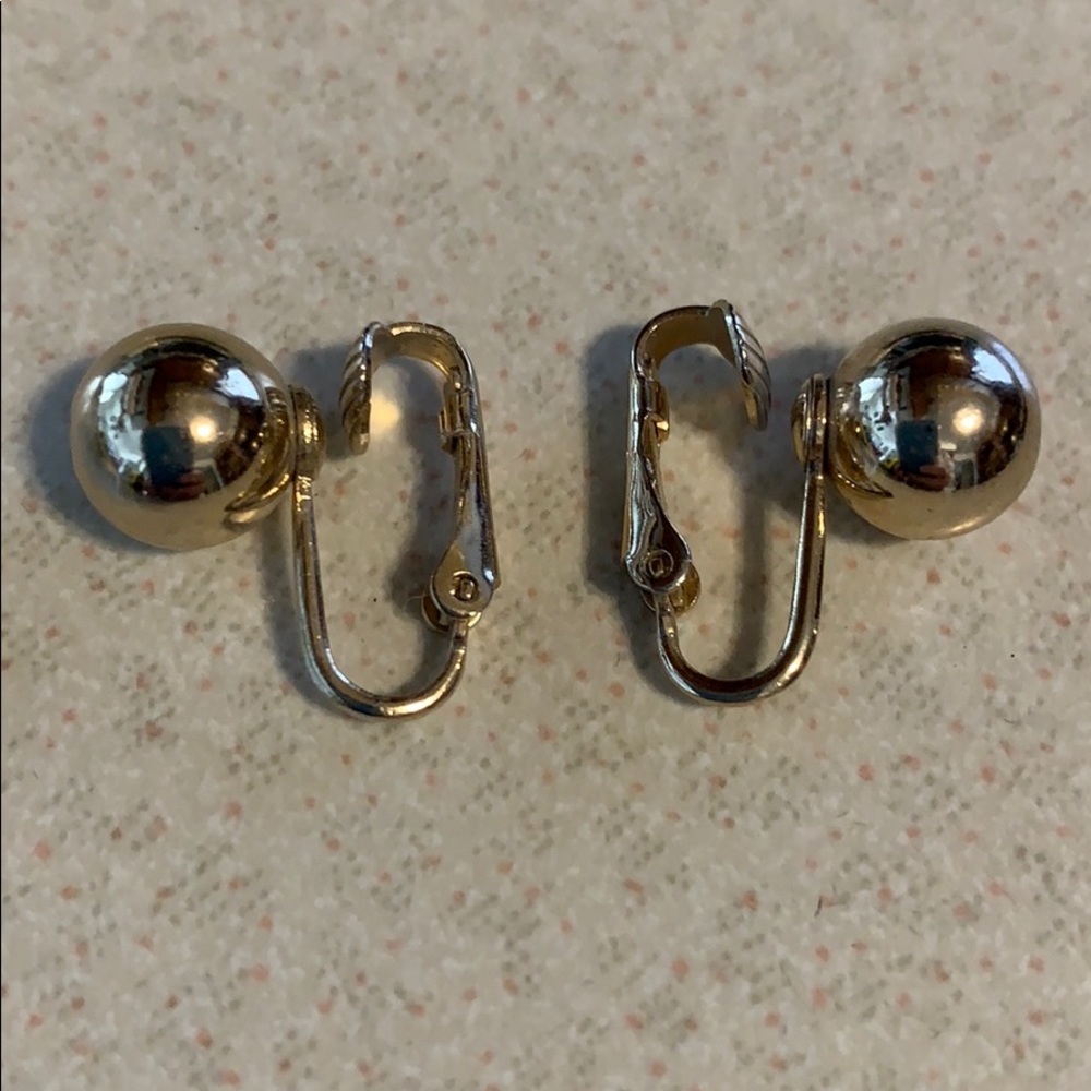 Bergere round ball gold tone clip on earrings
(326)